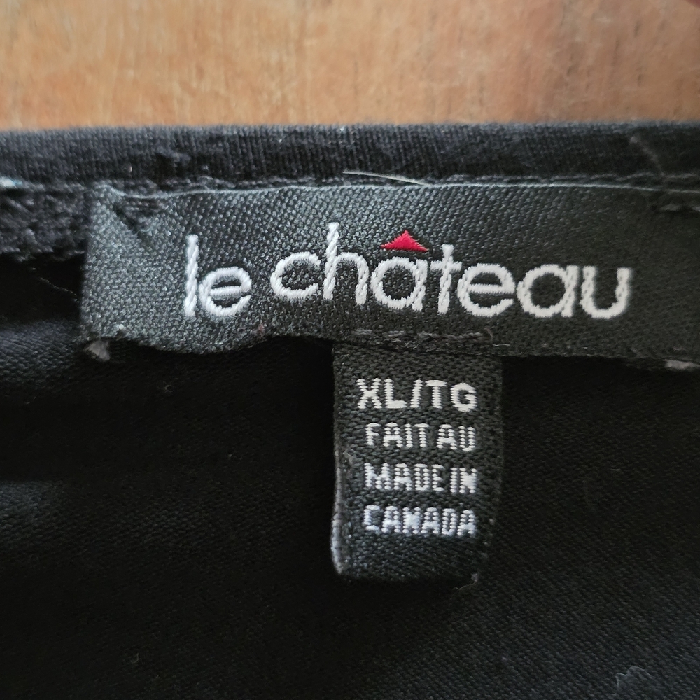 Le Chateau Black Sleeveless Sweatheart Neck Top, Silver Beaded Accents,Size XL - Picture 7 of 12